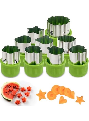 Fruit and Vegetable Cutter Stamp Set - Creative Shape Cookie &amp; Baking Mold for DIY Desserts - Green Mini Pie Biscuit Maker