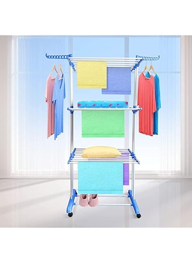 Blueberry 3 Layer Clothes Hanger 170X126X64Cm Silver/Blue
