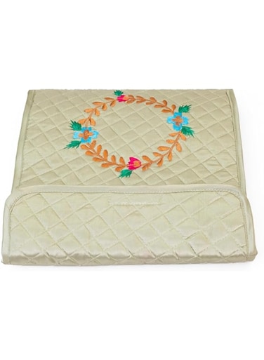 Quilted Jewelry Organizer Booklet with 18 Zippered Pockets, Velcro Closure, for Necklaces, Bracelets, Earrings and More (Pastel Green)