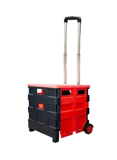 Wheeled Folding Shopping Bag Cart Black/Red 14x44x3.56cm