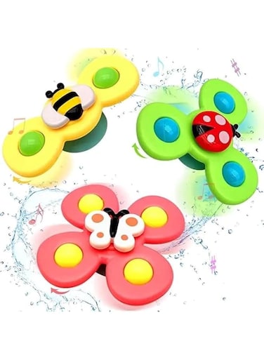 Marwats Bath Spinning Toys 3 Piece, Suction Cup Bath Tub Toys for Boys and Girls, Rattle Bathtub Bath Toys for Children, Spinning Sensory Learning Toys for Toddlers 1-3, Kids Rattle Toy Gift Set