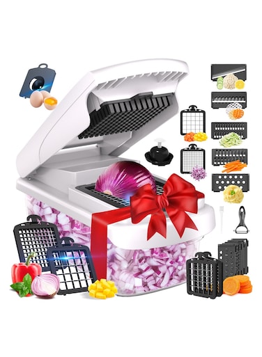 8 Blade Vegetable Chopper, Onion Mincer, Cutter, Dicer, Egg Slicer with Container, French Fry Cutter Potatoe Slicer, Home Essentials &amp; Kitchen Gadgets, Salad Chopper