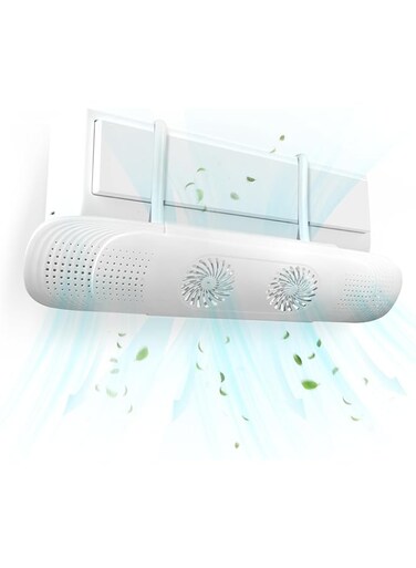 Baytion Retractable Air Conditioner Deflector, Adjustable 60-92cm and Anti Direct Blowing, Air Vent Deflector with Fan Blades, White Air Circulation Wind Baffle for Split Air Conditioning