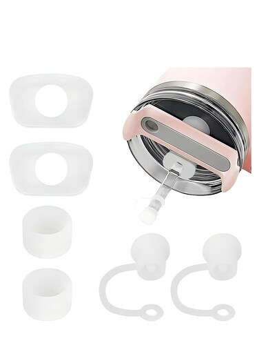 6pcs Silicone Spill Stopper Set,Compatible with Stanley Cup1.0&amp;2.0 40oz/ 30oz,Tumbler Accessories,Including Straw Cover Cap,Square Spill Stopper and Round Leak Stopper (Translucent(6pcs))