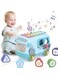 Mumoo Bear Baby Bus Musical Toy, Interactive Early Childhood Educational Gifts, Baby Crawling Activity Toys with Cube and Xylophone for Baby, Suitable for Ages 18 24 36 Months+(Blue)