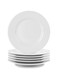 Bestone 6-Piece Porcelain Salad Plates, 8 Inch, Classic Round and White with Wide Rim, Dishwasher, Microwave, Freezer, Oven Safe, BPA-Free for Everyday Use