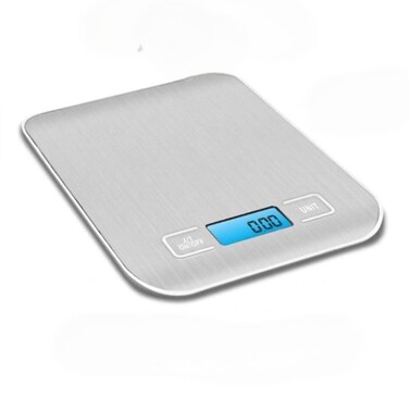 Digital Kitchen Scale with Stainless Steel Platform, 5kg/1g Precision, and Backlit LCD Display

