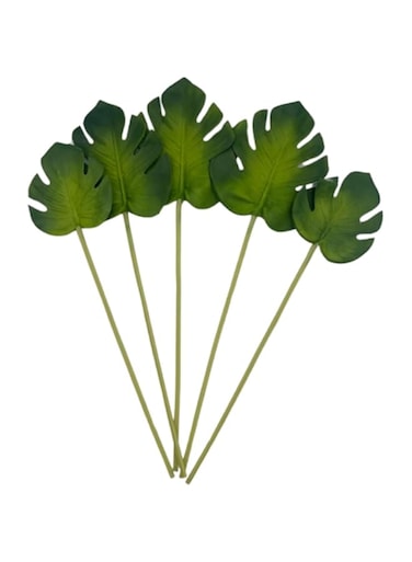 Bamboo Decor   Artificail Tropical Palm Leaves Set Of 5 - Faux Plants- Flora Vase Filler For Home Decor- Wedding -Events-Carft Projects (Tropical Palm)