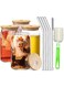 Glass Cups with Bamboo Lids and Straw Boba Drinking Glasses Reusable Travel Tumbler Bottle for Smoothie Iced Coffee Bubble Tea 400ML