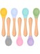 Baby Spoon, 7 Pcs Baby Feeding Spoons with Soft Curved Silicone Tips, Bamboo Natural Safe Weaning Feeding Spoons, BPA-Free, Safe Utensils for Toddlers Kids Infants, for Toddler Self Feeding Training