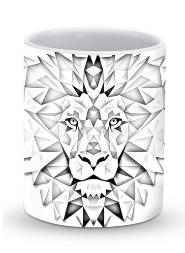 Premium Poly Lion Designer Mug Grey/White