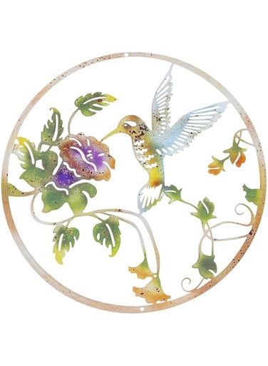 NALACAL Metal Bird Wall Decorations, Iron Flower Birds Wall Art Sculpture Vintage Garden Wall Hanging Decorations Ornaments (30cm)