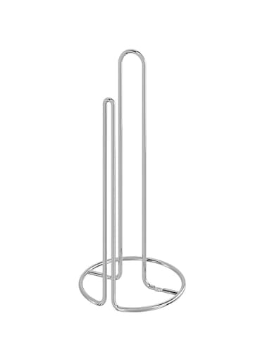 KNP Stainless Steel Paper Towel Holder Countertop, Standing Paper Towels Holder for Kitchen Dining Table Bathroom, Weighted Paper Towel Holder for Standard or Large-Sized Roll (Silver)