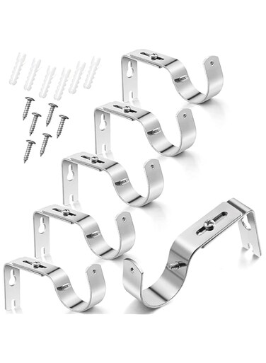 YHRY 6 Pack Adjustable Curtain Rod Brackets, Heavy Duty Drapery Rod Holders, Hardware Window Curtain Rod Support Hanger for 1 Inch Rod with Installation Screws, Durable and Anti-rust