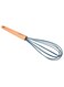 Beech Wood Handle Silicone Whisk Blue/Brown Color 30.2X6.5X6.5 Cm