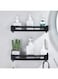 maifey Black Shower Shelf Bathroom Shelf without Drilling Aluminium Wall Shower Basket Bathroom Storage Shelf Adhesive Shower Servers Durable Non Rust (2 Levels)