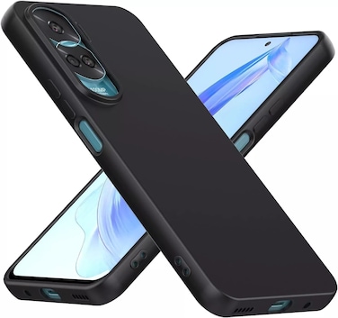 For Honor 90 Lite Pure Color Liquid Silicone Shockproof Phone Case for Honro 90 Lite 5G (Honor 90 Lite, Black)
