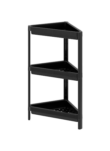 Corner Shelf Unit Toilet Shelves Polypropylene Plastic Black 33x33x71 cm