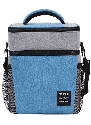 Insulated Lunch Bag with Adjustable Shoulder Straps, 8L Double Zipper Wide Open Lunch Tote, Leak Proof Cooler and Warm Insulated Hot Lunch Bag for Office Camping Hiking School Picnic Beach (Blue)