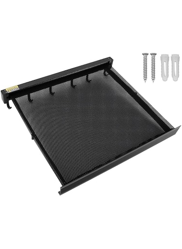 Cryfokt Collapsible Wall Drying Racks, Space Saving Retractable Clothes Drying Rack with Mesh, Wall Mount Aluminium Mesh Drying Rack, Indoor Laundry Rack for Patio Bathroom Balcony (Black)