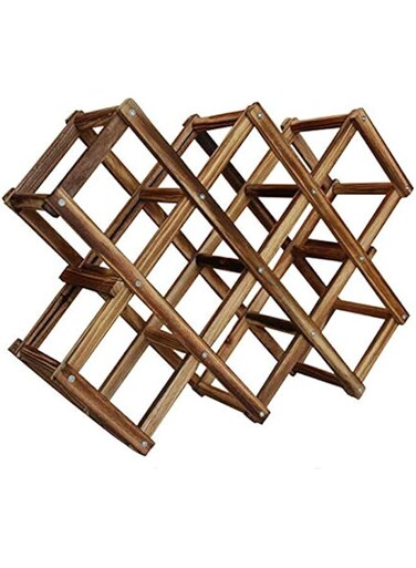 Wooden Red Wine Rack - 10 Bottle Holder Mount Bar Display Shelf Folding Wood Wine Rack