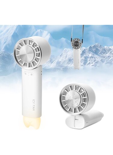 KASTWAVE Mini Handheld Fan, Handheld Turbo Fan, Ice Cooling Mode with 3 Speed Wind, 4000mAh USB Rechargeable Personal Fans Battery Operated Small Pocket Fan with LED Light for Home Outdoor