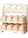 Folding Egg Rack, 24 Grid Egg Storage Holder, 3 Layer Foldable Egg Organizer White