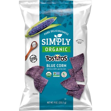 Simply Tostitos Organic Blue Corn Tortilla Chips with Sea Salt, 255.1g