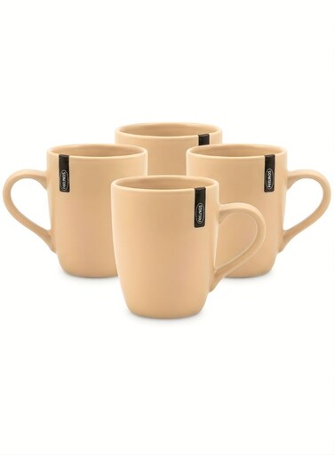 Stoneware Mug Set of 4 , Orange 300ml