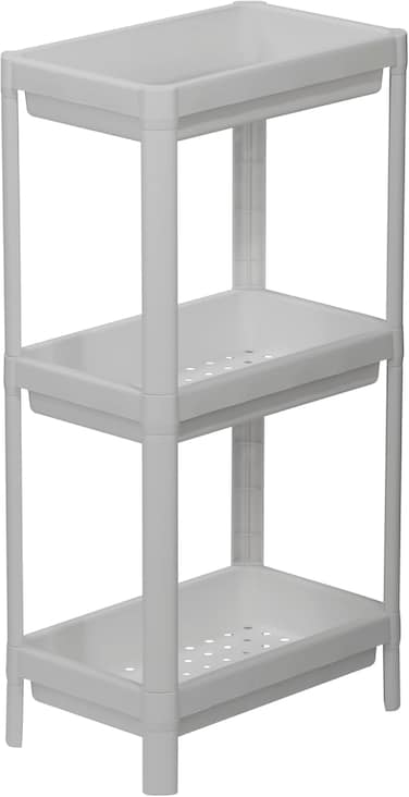 Inochi Tokyo 3-Tier Multi-Purpose Storage Shelf, Size 37x 23x70cm, PP Safe, Multi-Purpose Usage For Laundry, Bathroom, Kitchen, Office, Living Room, Classroom, Garage, Pantry And More, Grey