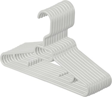 Inochi Hara Baby Cloth Hanger, Kids Hanger For Nursery, Plastic Newborn Coat Hanger, Children Clothes Hangers Nonslip, With Notched Shoulder, White 10 Pcs/Pack