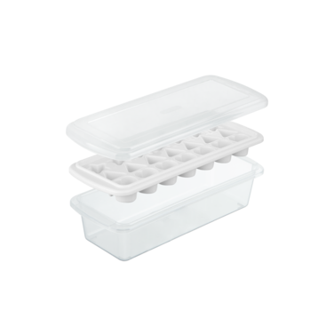 Inochi Kari 21 Slot Creative Ice Tray with Lid and Storage Box   Ice Cube Molds in Star, Triangle and Heart Shapes  With Antibacterial Additives (Ag+)   BPA Free   Pearl White