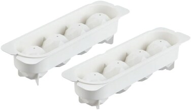 Inochi Kari 4 Slot Sphere Ice Tray, Ice Balls Maker, 5cm Diameter, With Antibacterial Additives (Ag+), BPA Free, Pearl White, Set Of 2 Pcs