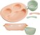 Inochi Amori Baby Feeding Set, Self Feeding For Toddlers &amp; Kids, Toddler Cutlery Kit, Reusable Odorless BPA Free, Dishwasher &amp; Microwave Safe, Plate Bowl Spoon Fork Cup, Milky Orange + Tea Green 6pcs