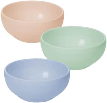 Inochi Amori Small Feeding Bowl 415ml, Set Of 3 Pcs Dinnerware Bowls Round For Toddlers &amp; Kids, Reusable Odorless BPA Free, Dishwasher &amp; Microwave Safe, Made In Vietnam, Weaning Utensils