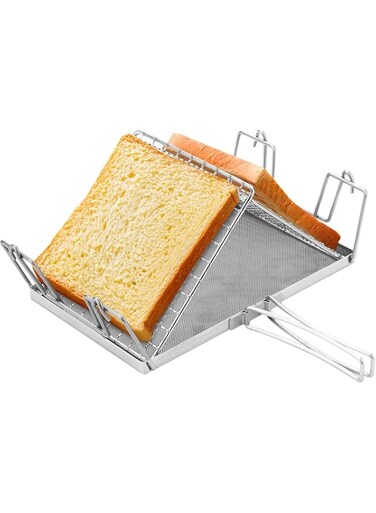 Angju Camping Stove Toaster, Foldable Portable Stable Structure 304 Stainless Steel Outdoor Stovetop Toaster, Camping Toaster Bread Toaster for Hiking Camping Picnic