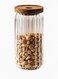 Borosilicate Stripe Glass Food Storage Jar with Acacia Wood Lid, 900ml, 20cm &acirc;&euro;&ldquo; Durable and Stylish Kitchen Storage Solution