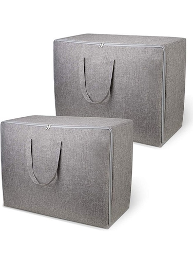 Pack of 2 Large Blanket Clothes Storage Bag Grey 60x45x26cm