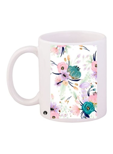 Flower Printed Coffee Mug White/Blue/Pink