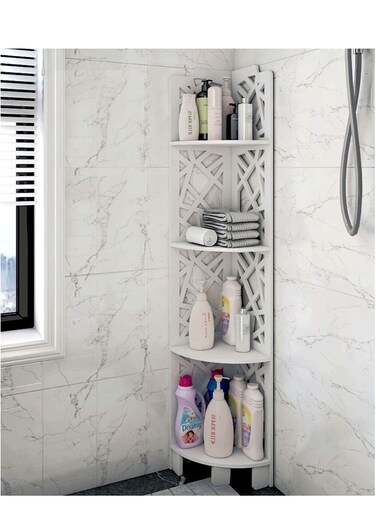 Bathroom Crner Stand White 18x100x18cm