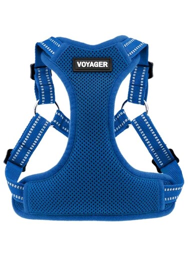 Best Pet Supplies Voyager Adjustable Dog Harness with Reflective Stripes for Walking, Jogging, Heavy-Duty Full Body No Pull Vest with Leash D-Ring, Breathable All-Weather - Harness (Royal Blue), S
