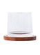 Glass With Walnut Base for Water, Juice, Beverages Clear