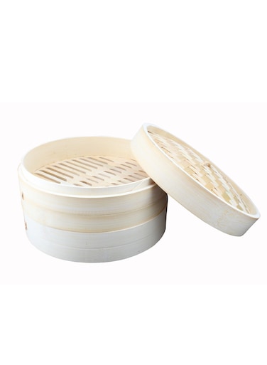 Art 30cm Bamboo Steamer, 2-Tiers Organic Handmade Bamboo Steam Basket with Lid