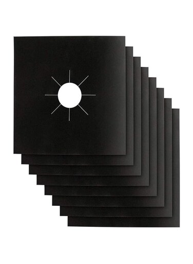 Stove Burner Covers,0.2 MM Double Thickness,8 Pack,Gas Stove Burner Liners,Non-stick Reusable Gas Range Stove Top Covers for Kitchen,Cuttable,Easy to Clean,Black,Size 10.6&rdquo; x 10.6&rdquo;
