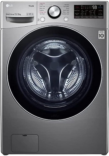 LG 15 Kg/8 Kg Front Load Washer Dryer, Silver, F0L9DGP2S, Direct Drive Motor 1400 RPM, 12 Programmers