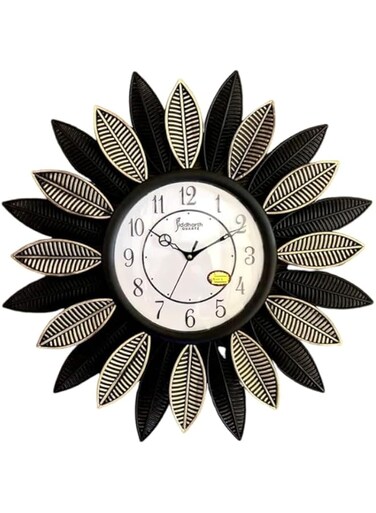 FITTO Leaf Design Wall Clock, 12-Inch Decorative Wall Clock with Silent Quartz Movement, Modern Leaf Pattern, Round Wall Clock for Living Room, Bedroom, Kitchen, Office, Home D&eacute;cor