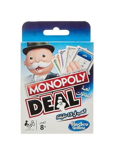 Monopoly Deal Card Game (Arabic), Quick-Playing Card Game for 2-5 Players, Game for Families and Kids Ages 8 and Up