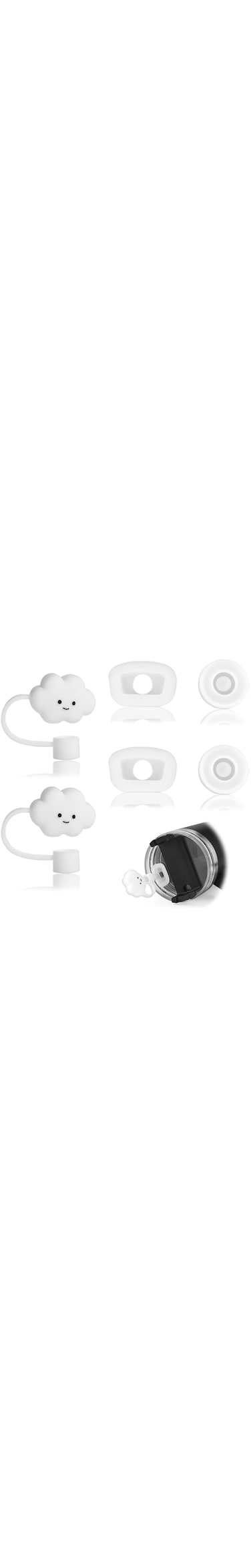 KOWVOWZ 6PCS Silicone Anti-Leaking Stoppers Compatible for Spill Proof Stopper for White Cloud Shaped Straw Covers Reusable Dust-Proof Straw Tips Cover for 40oz 30 oz Tumbler