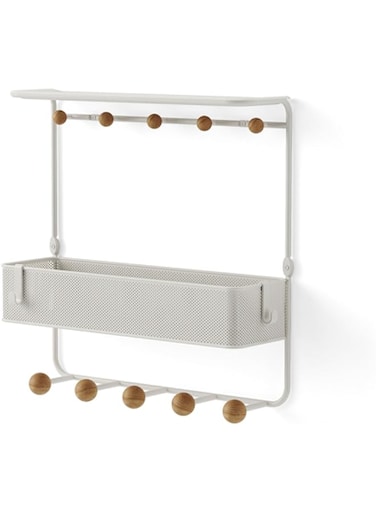 Umbra Estique Over-The-Door Multi-Use Organizer, W/Shelf, White