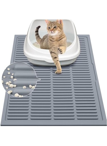 HELEE Rubber Large Litter Mat, Cat Litter Trapping Mat - Litter Box Mat, Easy Clean Kitty Litter Catcher Mat, Waterproof Leakproof Anti-Slip Scatter Control, Easy to Clean